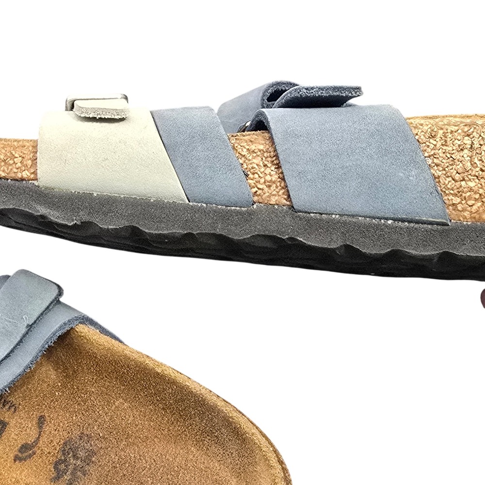 Birkenstock Franca Sandals Blue White Leather Buckle Slide Womens 36 EU 5 US - Picture 13 of 16